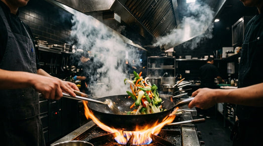 Wok stir fry on high flame producing heavy smoke with range hood