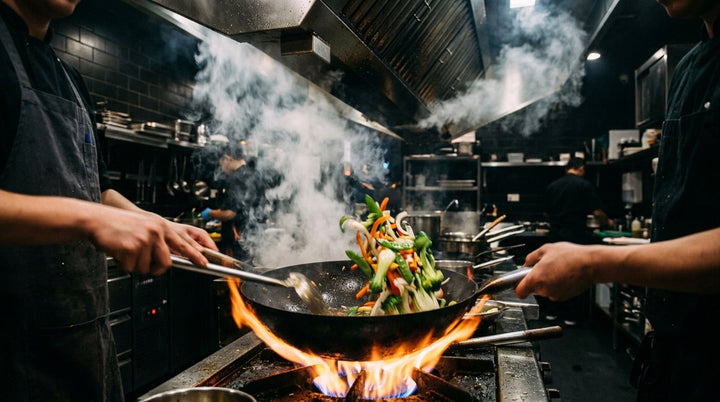 Wok stir fry on high flame producing heavy smoke with range hood