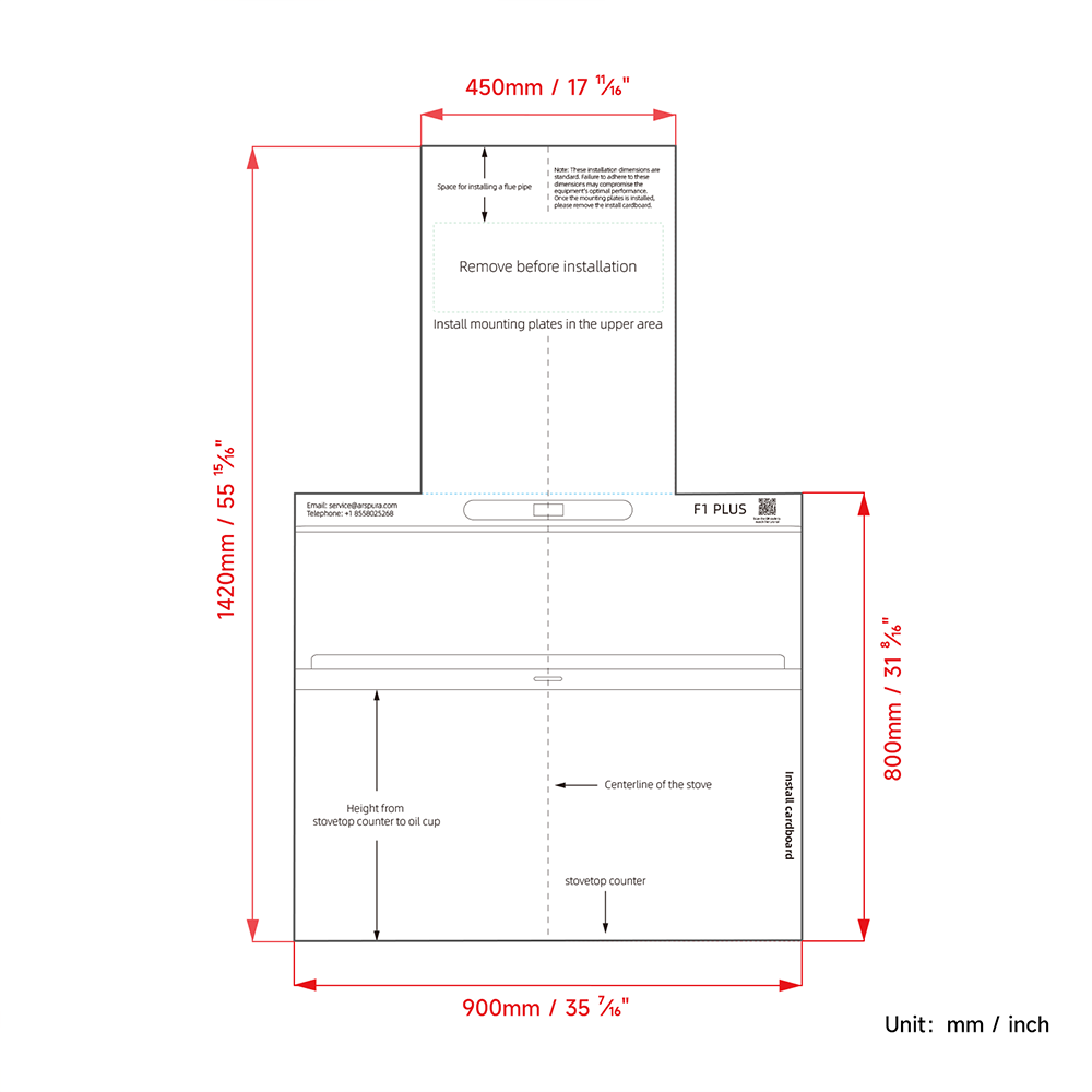 Arspura Range Hood DIY Measuring & Positioning Template (for fall sale)