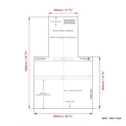 Arspura Range Hood DIY Measuring & Positioning Template (for fall sale)