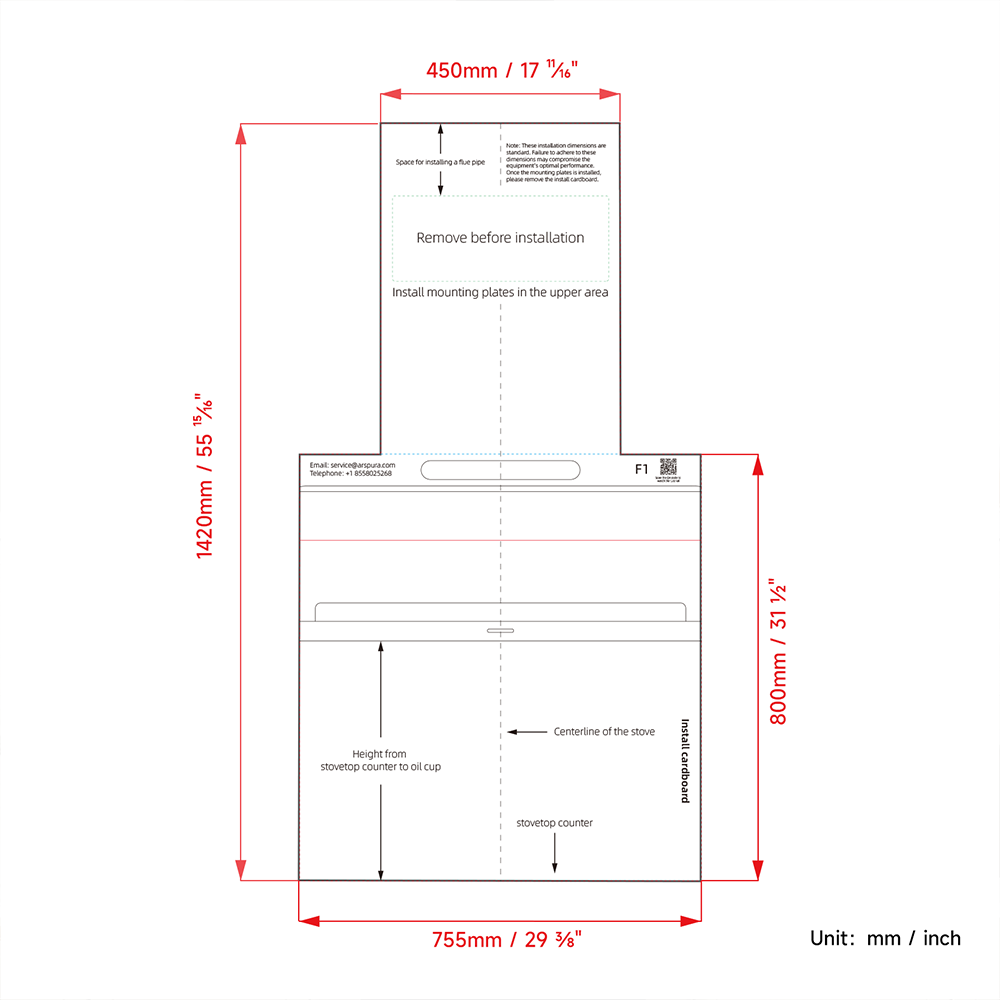 Arspura Range Hood DIY Measuring & Positioning Template