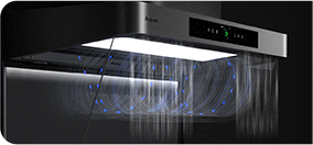 Dual cross-flow air curtains create wider front airflow barriers to block smoke escape.