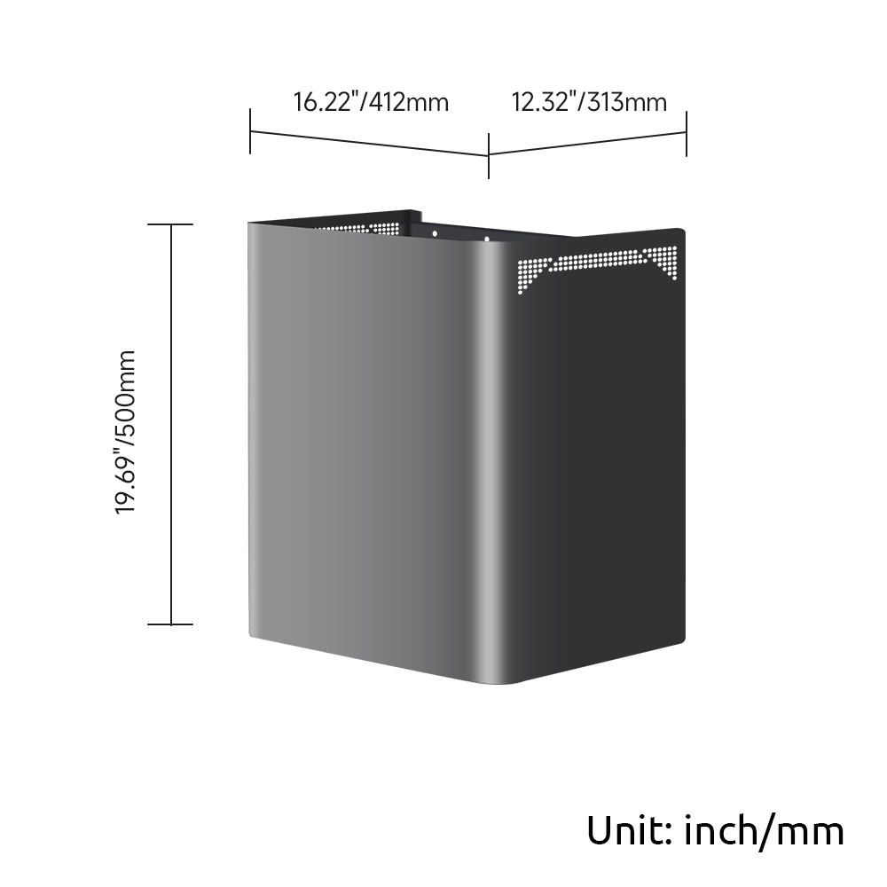 Gray 19" Cover Extension for p1 range hood