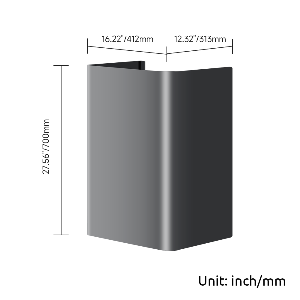 Gray 28" Cover Extension for p1 range hood